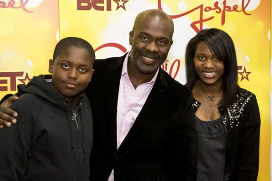 Image of renowned gospel singer and producer, Bebe Winans and his kids