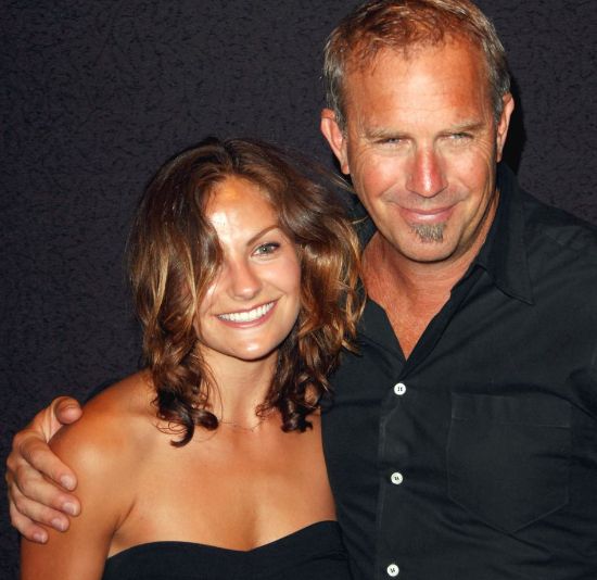 Annie Costner smiling with her father, Kevin Costner