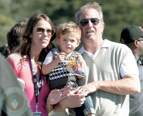 Hayes Logan with his father, Kevin Costner and mother Christine
