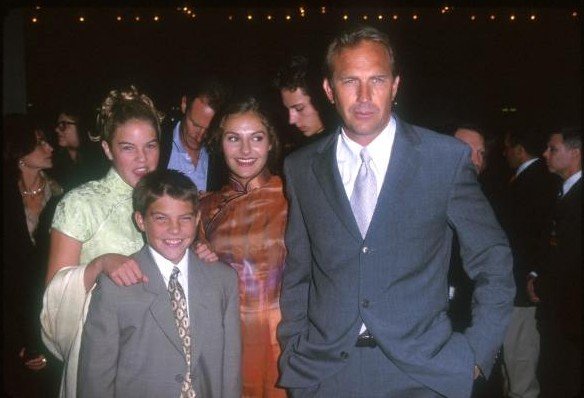 Joe Costner with his father, Kevin Costner and sisters